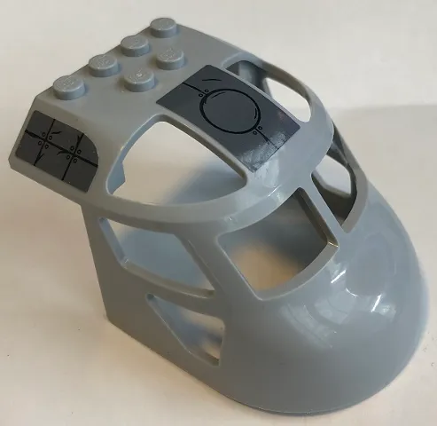 Aircraft Fuselage Forward Top Curved 6 x 8 x 4 with Dark Bluish Gray Hull Plates with Black Rivets, Scratches and Circle Pattern (Stickers) - Set 76947