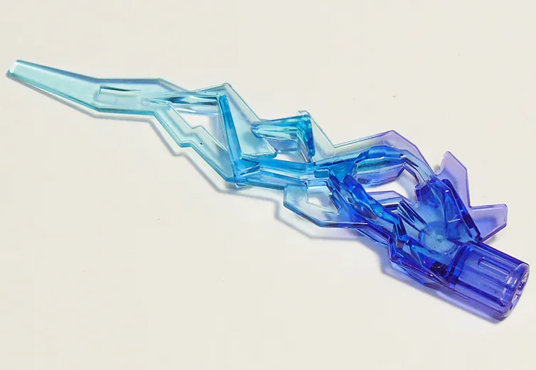 Hero Factory Weapon Accessory, Flame / Lightning Bolt with Axle Hole with Marbled Trans-Light Blue Pattern