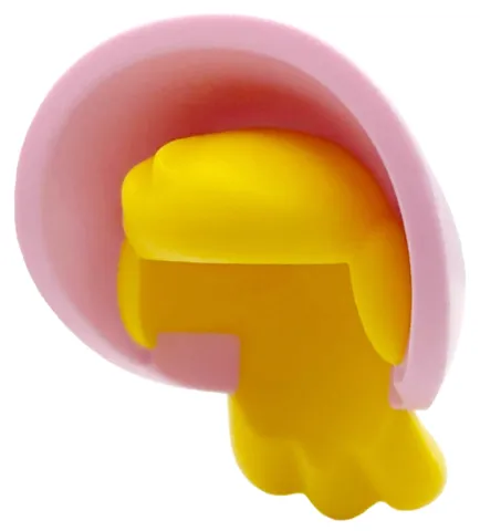 Minifigure, Hair Combo, Hat with Hair, Bonnet with Molded Yellow Medium Length Hair Pattern