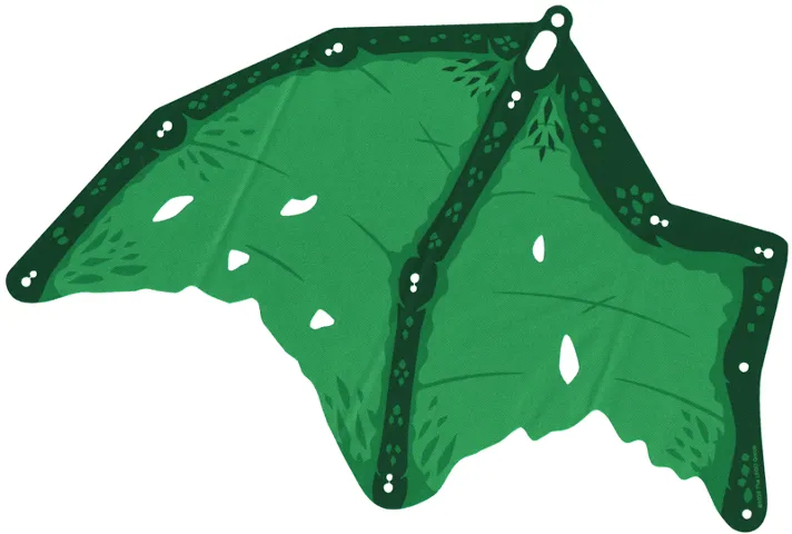 Cloth Wing Dragon Right, Tattered with Dark Green Bones, Green Scales and Trim Pattern