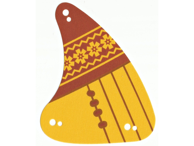 Cloth Sail Triangular 8 x 10 with Reddish Brown Lines, Flowers and Zigzags on Dark Orange Background Pattern