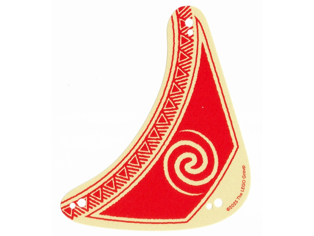 Cloth Sail Triangular 10 x 12 with Hawaiian Tribal Stripe and Spiral Swirl on Red Background Pattern