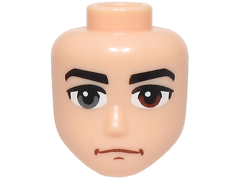 Mini Doll, Head Friends Male Large with Black Eyebrows, Reddish Brown and Dark Bluish Gray Eyes, Reddish Brown Chin Dimple and Mouth, Slight Frown Pattern