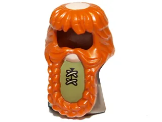 Minifigure, Hair Shaggy and Short with Braided Beard with Olive Green Laced Shirt, Light Nougat Bald Spot and Chin Pattern