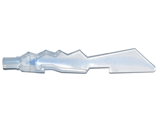 Minifigure, Weapon Sword Blade with Jagged Edges and Bar End with Marbled Trans-Medium Blue Pattern