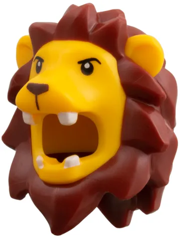 Minifigure, Headgear Head Cover, Costume Lion with Molded Dark Red Mane, Printed Black Eyes, Dark Brown Nose Pattern