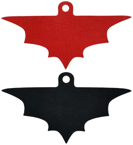 Minifigure Cape Cloth, Scalloped 7 Points, Wide, Single Top Hole (Batman) - Traditional Starched Fabric with Red and Black Sides