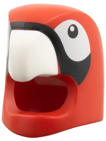 Minifigure, Headgear Head Cover, Costume Parrot with Molded White Beak, Printed White Cheeks, Black Eyes and Stripe Pattern