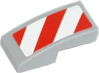 Slope, Curved 2 x 1 x 2/3 with Red and White Danger Stripes (Red Corners) Pattern Model Right Side (Sticker) - Sets 60056 / 60152 / 60223