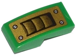 Slope, Curved 2 x 1 x 2/3 with Gold Air Vent and 4 Screws Pattern (Sticker) - Set 70722
