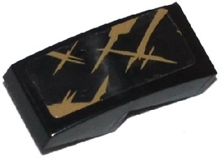 Slope, Curved 2 x 1 x 2/3 with Dark Tan Spatters and Scratches Pattern (Sticker) - Set 70141