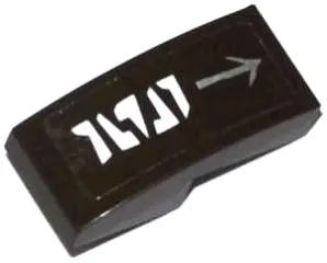 Slope, Curved 2 x 1 x 2/3 with White Alien Characters and Silver Arrow Pattern Model Left Side (Sticker) - Set 70145