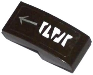 Slope, Curved 2 x 1 x 2/3 with White Alien Characters and Silver Arrow Pattern Model Right Side (Sticker) - Set 70145