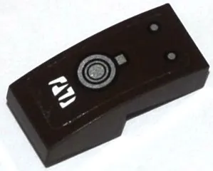 Slope, Curved 2 x 1 x 2/3 with White Alien Characters, Silver Filler Cap and Rivets Pattern Model Right Side (Sticker) - Set 70145