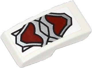 Slope, Curved 2 x 1 x 2/3 with Silver and Dark Red Wolf Armor Pattern (Sticker) - Set 70127