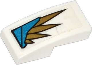 Slope, Curved 2 x 1 x 2/3 with Blue Armor Plates and Gold Feathers Pattern Model Left Side (Sticker) - Set 70124