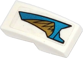 Slope, Curved 2 x 1 x 2/3 with Blue and Gold Armor Plates and Gold Feathers Pattern Model Right Side (Sticker) - Set 70124