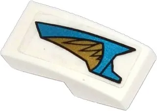 Slope, Curved 2 x 1 x 2/3 with Blue and Gold Armor Plates and Gold Feathers Pattern Model Right Side (Sticker) - Set 70124