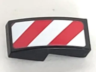 Slope, Curved 2 x 1 x 2/3 with Red and White Danger Stripes (Red and White Corners) Pattern Model Right Side (Sticker) - Sets 60081 / 60083 / 60107