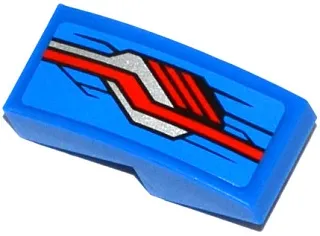 Slope, Curved 2 x 1 x 2/3 with Red, Silver and Black Stripes Pattern Model Right Side (Sticker) - Set 76028