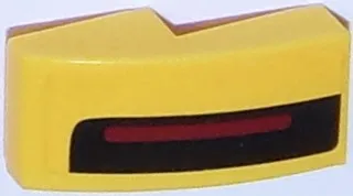 Slope, Curved 2 x 1 x 2/3 with Thin Red Stripe on Thick Black Stripe on Yellow Background Pattern Model Left Side (Sticker) - Set 75870