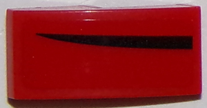 Slope, Curved 2 x 1 x 2/3 with Thin Black Curved Stripe on Red Background Pattern Model Left Side (Sticker) - Set 75874