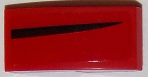 Slope, Curved 2 x 1 x 2/3 with Thin Black Curved Stripe on Red Background Pattern Model Right Side (Sticker) - Set 75874