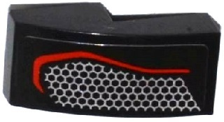 Slope, Curved 2 x 1 x 2/3 with Taillight with Hexagonal Mesh Pattern Model Left Side (Sticker) - Set 75909