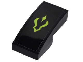 Slope, Curved 2 x 1 x 2/3 with Lime Curved Shadow Symbol Pattern (Sticker) - Set 41175