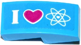 Slope, Curved 2 x 1 x 2/3 with 'I', Heart and Heart Atom Orbitals Pattern (Sticker) - Set 41116