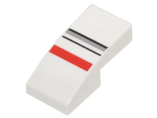 Slope, Curved 2 x 1 x 2/3 with Red, Light Bluish Gray and Black Stripes Pattern