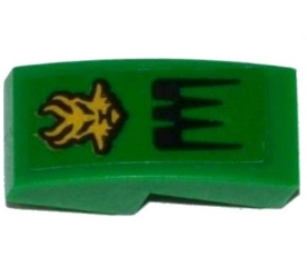 Slope, Curved 2 x 1 x 2/3 with Air Intake and Gold Ninjago Lloyd Power Emblem Pattern (Sticker) - Set 70601