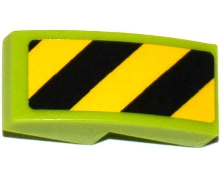 Slope, Curved 2 x 1 x 2/3 with Black and Yellow Danger Stripes Pattern Left (Sticker) - Sets 60121 / 60122