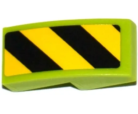 Slope, Curved 2 x 1 x 2/3 with Black and Yellow Danger Stripes Pattern Right (Sticker) - Sets 60121 / 60122