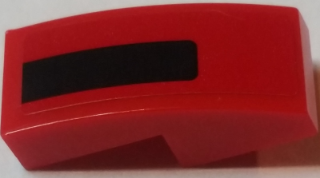 Slope, Curved 2 x 1 x 2/3 with Black Stripe on Red Background Pattern Model Left Side (Sticker) - Set 75908