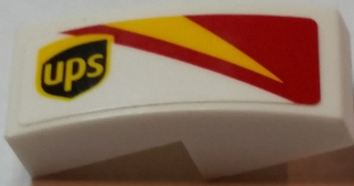Slope, Curved 2 x 1 x 2/3 with ups Logo and Red and Yellow Pattern Model Right Side (Sticker) - Set 75908