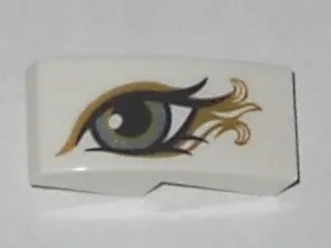 Slope, Curved 2 x 1 x 2/3 with Metallic Light Blue Eye with Gold Highlights Pattern Model Left Side