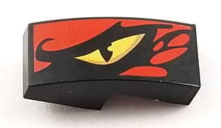 Slope, Curved 2 x 1 x 2/3 with Yellow Dragon Eye and Red Scales Pattern Model Left Side