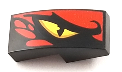 Slope, Curved 2 x 1 x 2/3 with Yellow Dragon Eye and Red Scales Pattern Model Right Side