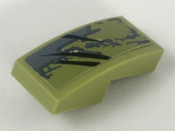 Slope, Curved 2 x 1 x 2/3 with Dark Bluish Gray Scrape, Black Claw Marks Pattern Model Right Side (Sticker) - Set 70653