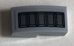 Slope, Curved 2 x 1 x 2/3 with 5 Dark Bluish Gray Rectangles Pattern (Sticker) - Set 76099