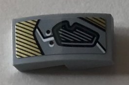 Slope, Curved 2 x 1 x 2/3 with Dark Bluish Gray Eye Cover and Gold Decorative Pattern Model Right Side (Sticker) - Set 76099