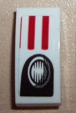 Slope, Curved 2 x 1 x 2/3 with Headlight and 2 Red Stripes Pattern Model Left Side (Sticker) - Set 75876