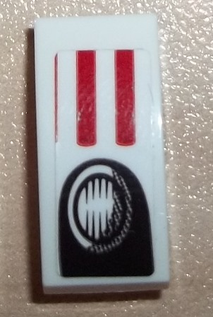 Slope, Curved 2 x 1 x 2/3 with Headlight and 2 Red Stripes Pattern Model Right Side (Sticker) - Set 75876