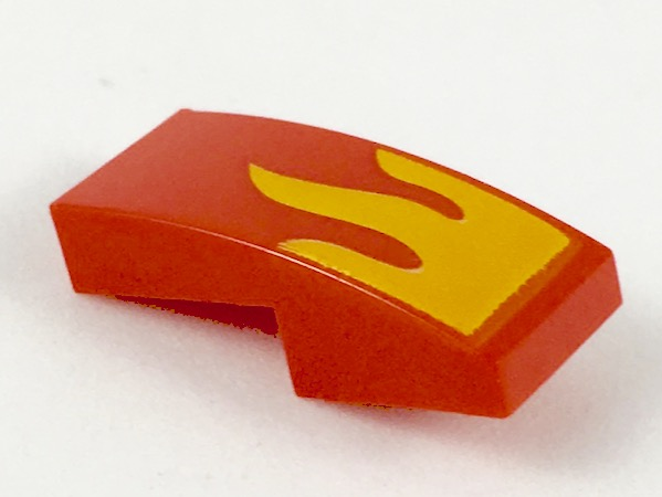Slope, Curved 2 x 1 x 2/3 with Bright Light Orange Flame Pattern