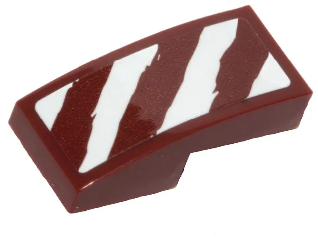 Slope, Curved 2 x 1 x 2/3 with 4 Rugged White Diagonal Stripes on Reddish Brown Background Pattern Model Right Side (Sticker) - Set 75254