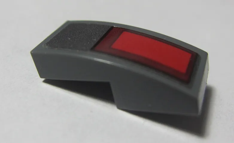 Slope, Curved 2 x 1 x 2/3 with Red and Dark Red Rectangle Pattern Model Left Side (Sticker) - Set 70613