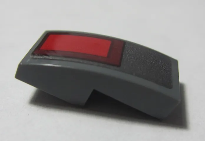 Slope, Curved 2 x 1 x 2/3 with Red and Dark Red Rectangle Pattern Model Right Side (Sticker) - Set 70613