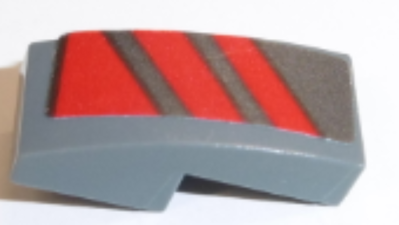 Slope, Curved 2 x 1 x 2/3 with Red Diagonal Stripes Pattern Model Right Side (Sticker) - Set 70613
