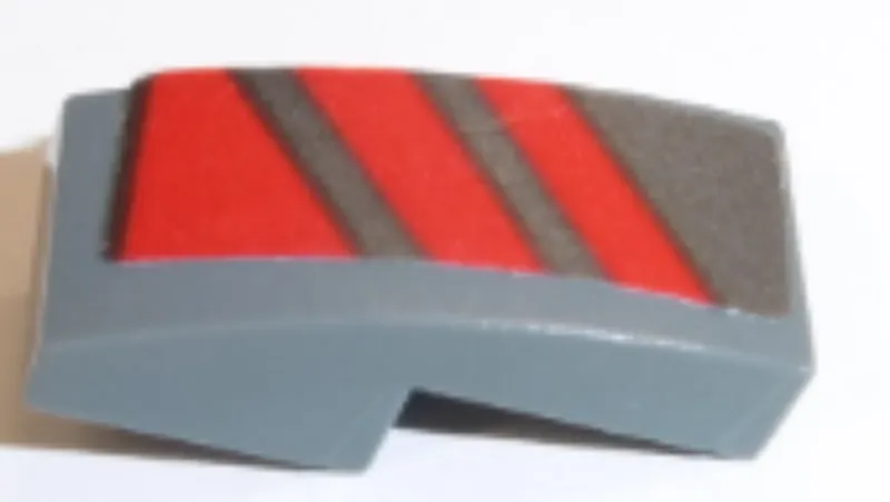 Slope, Curved 2 x 1 x 2/3 with Red Diagonal Stripes Pattern Model Right Side (Sticker) - Set 70613